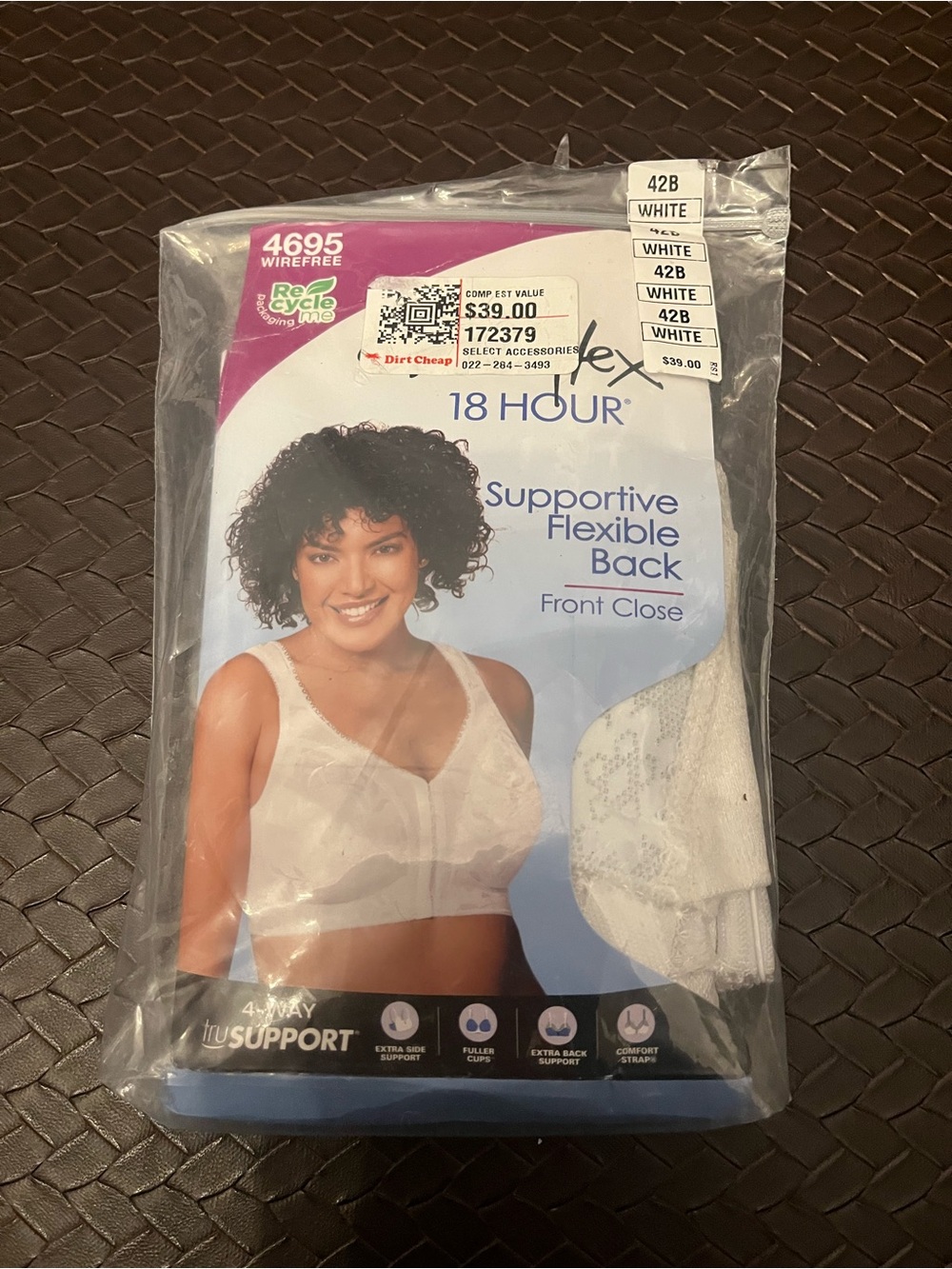 Playtex Supportive Front-Close Bra - White 42B New